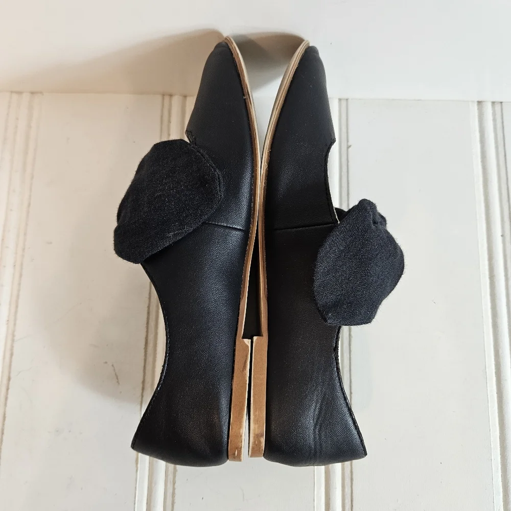 Zara Kids Ballet Flats Girls 33 1.5 Oversized Bow Balletcore Dress Shoes Black